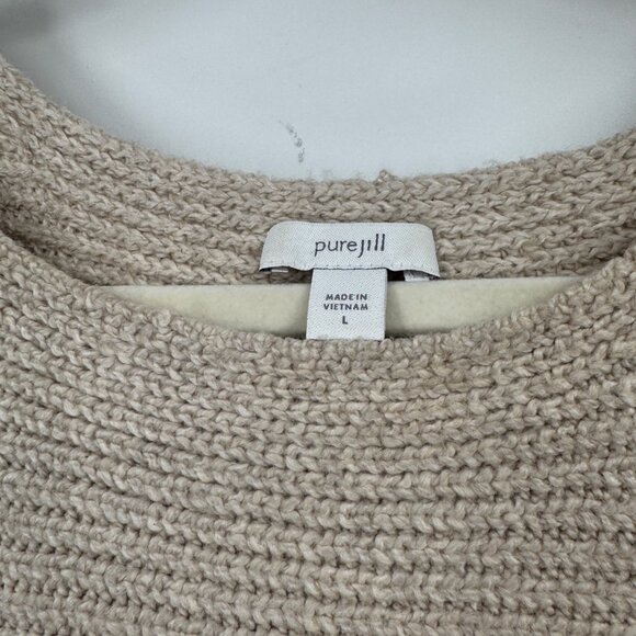 Pure Jill Hand-Stitched Details Sweater woman’s size XL Oatmeal Minimalist - Picture 2 of 10